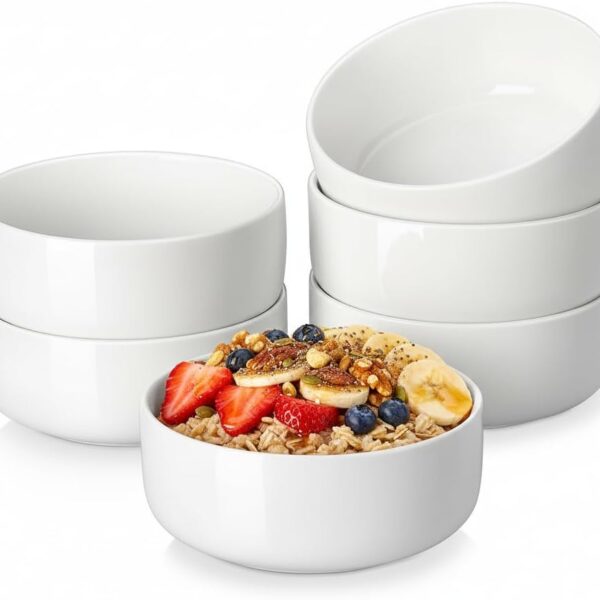 24oz White Ceramic Bowl Set (6 Pieces)